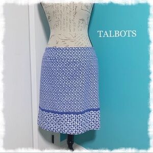 Nwot TALBOTS Blue and White Canvas A-Line Skirt